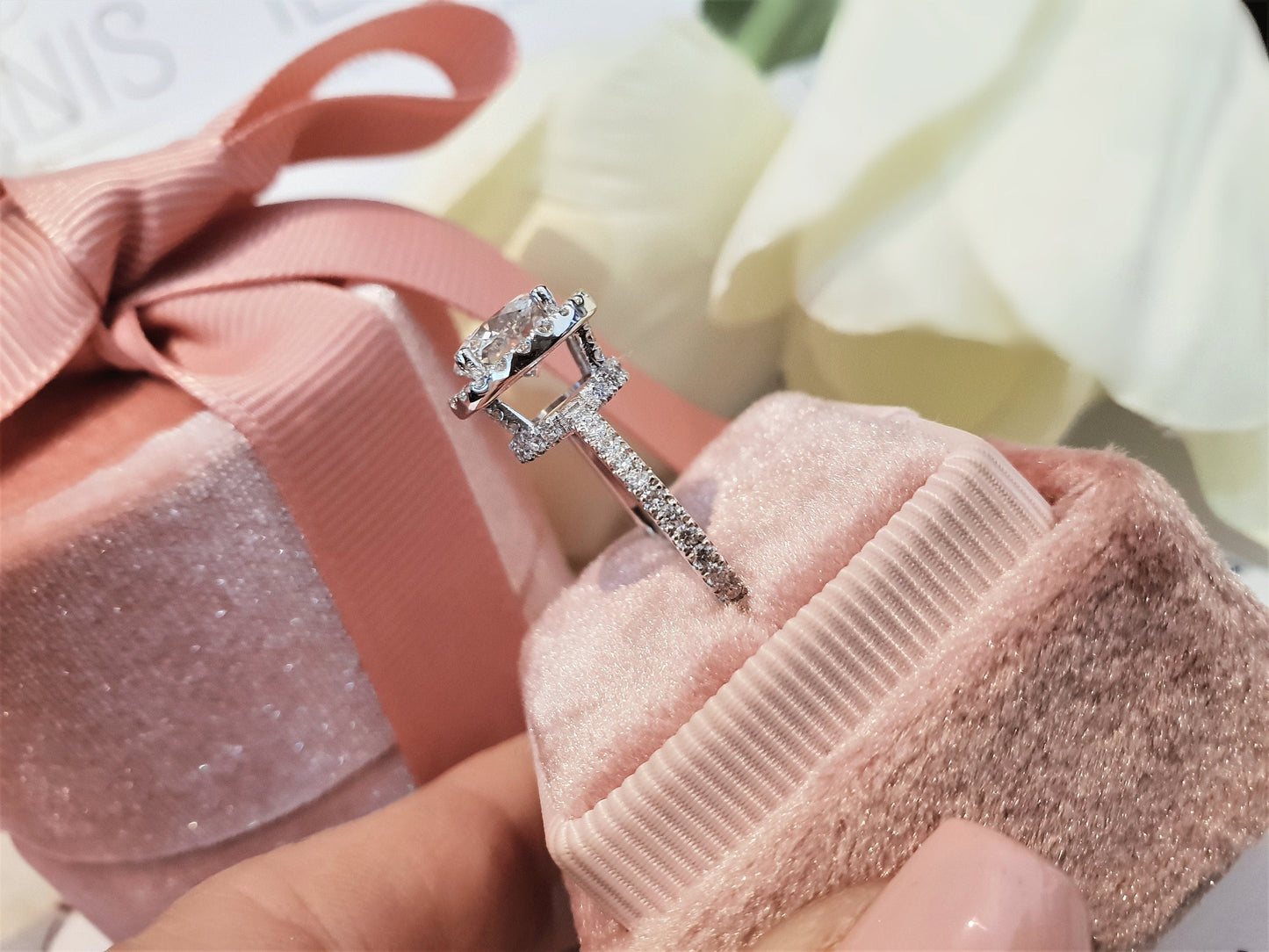 Round Halo & Pave Lab Grown Diamond Engagement Ring