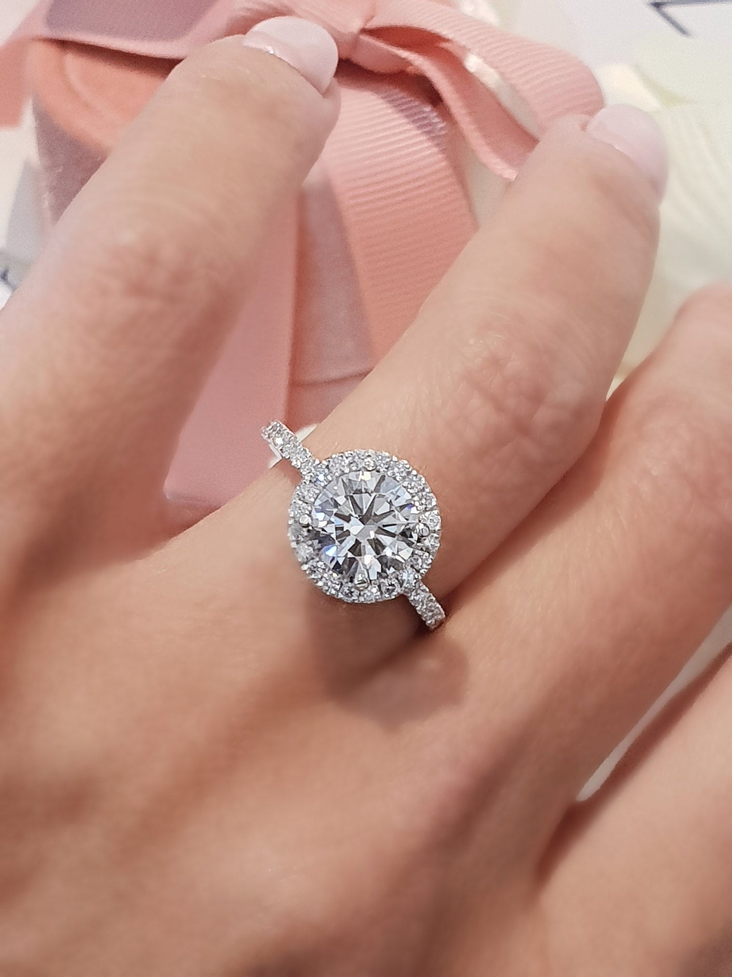 Round Halo & Pave Lab Grown Diamond Engagement Ring