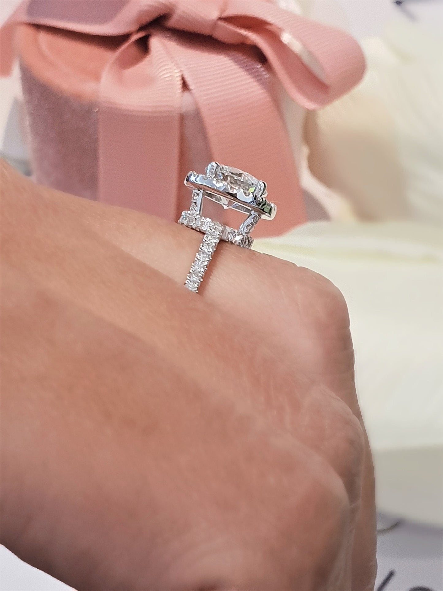 Round Halo & Pave Lab Grown Diamond Engagement Ring