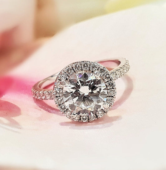 Round Halo & Pave Lab Grown Diamond Engagement Ring