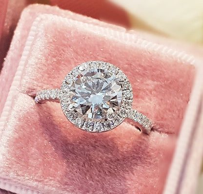 Round Halo & Pave Lab Grown Diamond Engagement Ring