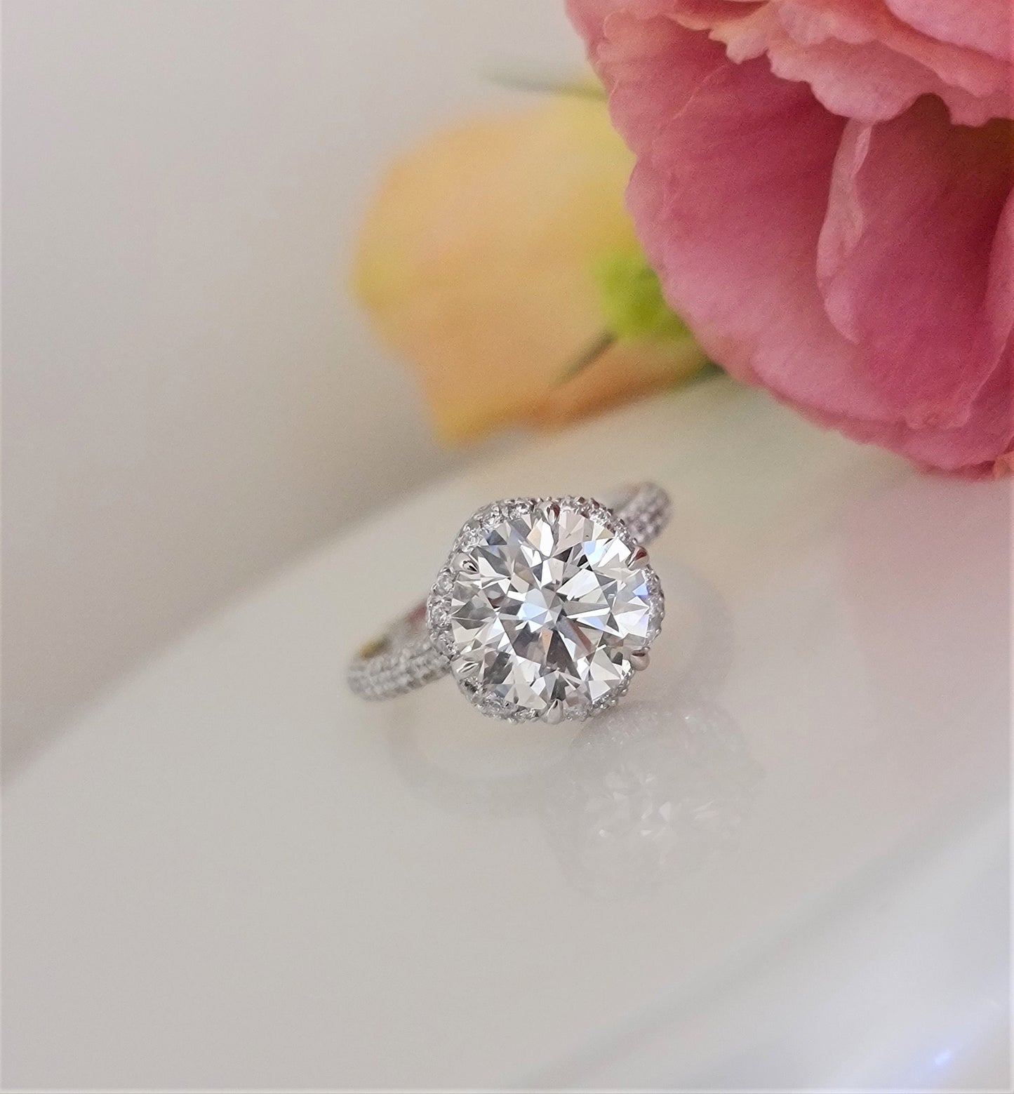 Round Pave Lab Grown Diamond Engagement Ring
