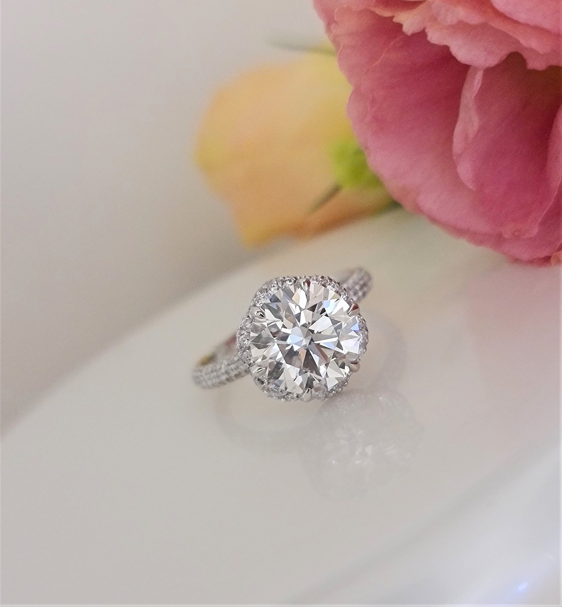 Round Pave Lab Grown Diamond Engagement Ring
