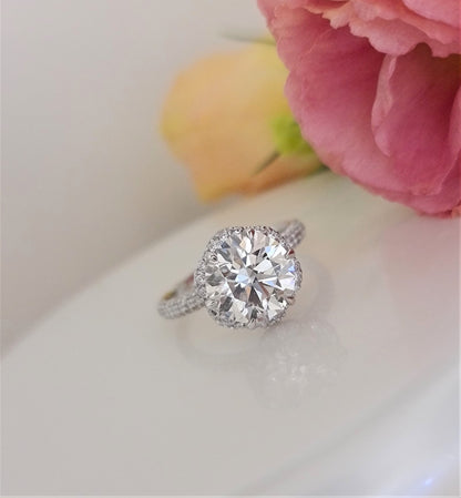 Round Pave Lab Grown Diamond Engagement Ring