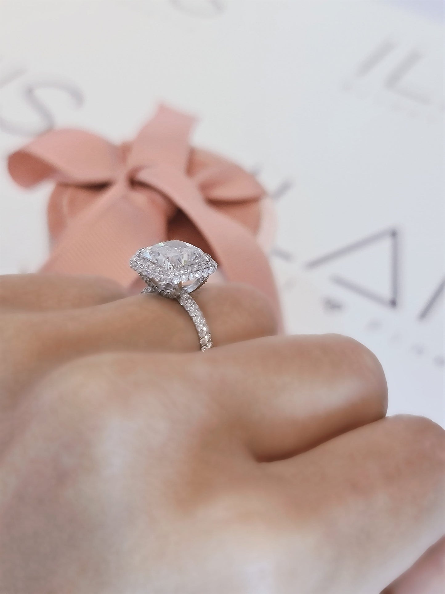 Cushion Halo & Pave Lab Grown Diamond Engagement Ring