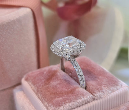 Cushion Halo & Pave Lab Grown Diamond Engagement Ring