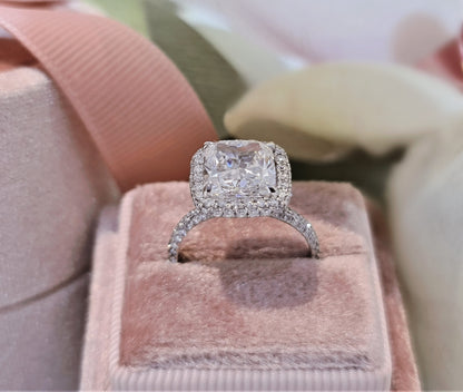 Cushion Halo & Pave Lab Grown Diamond Engagement Ring