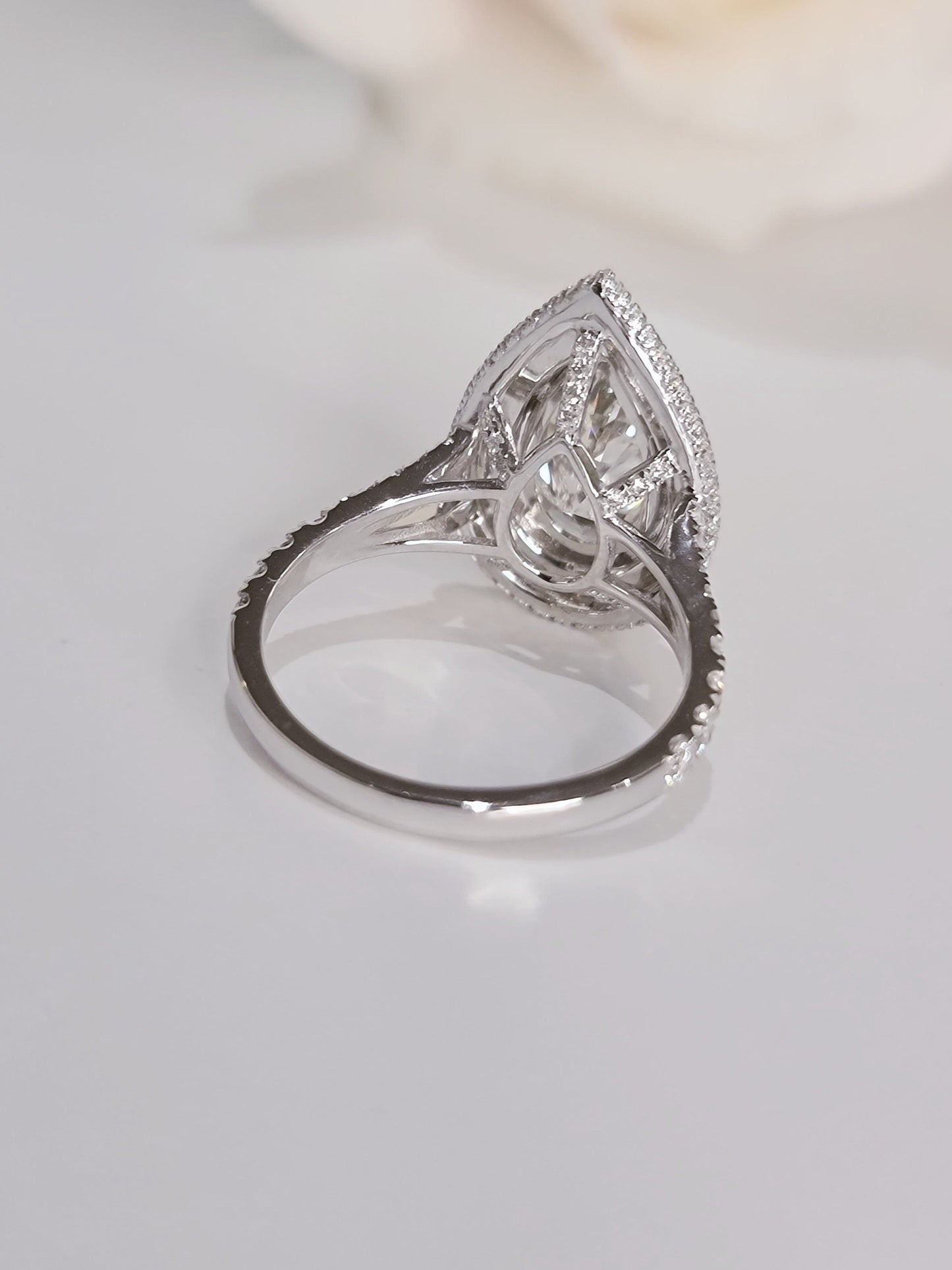 Pear Double Halo & Pave Lab Grown Diamond Engagement Ring