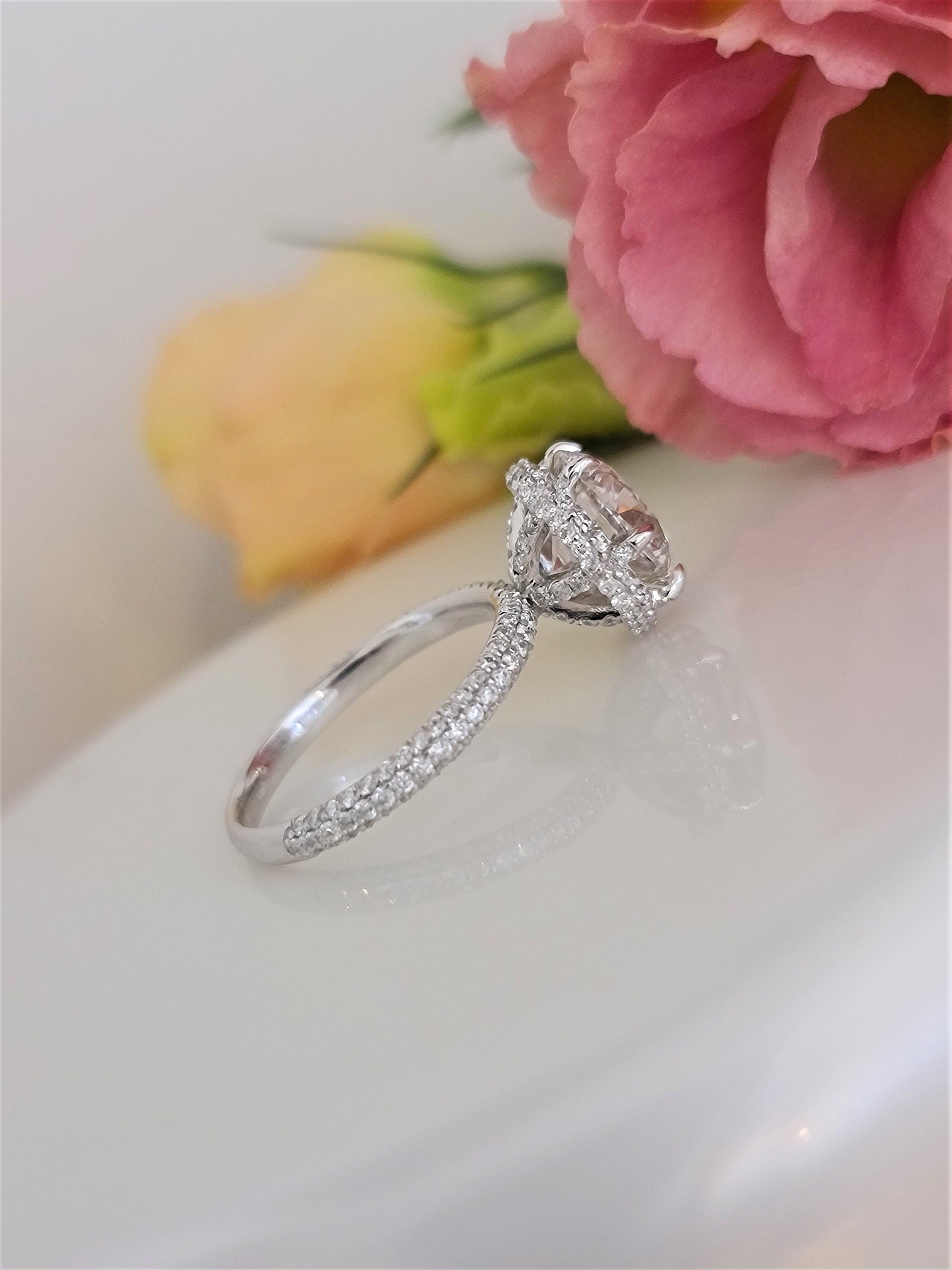 Round Pave Lab Grown Diamond Engagement Ring
