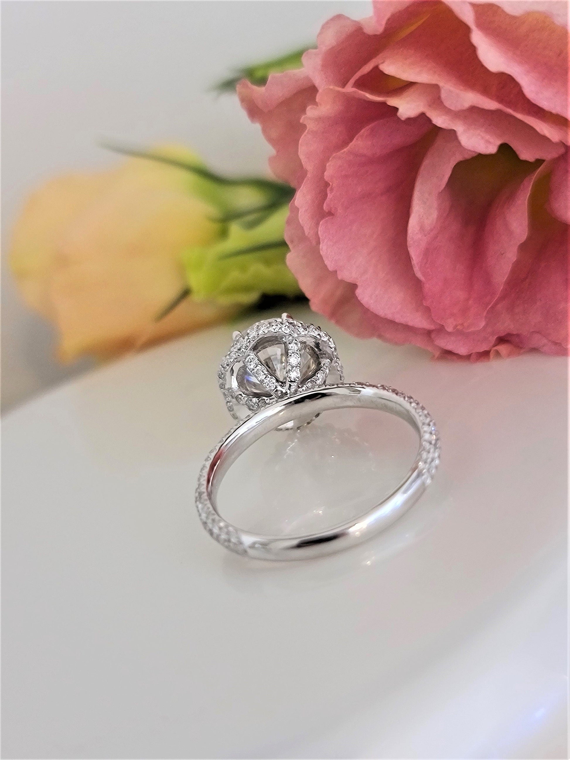 Round Pave Lab Grown Diamond Engagement Ring