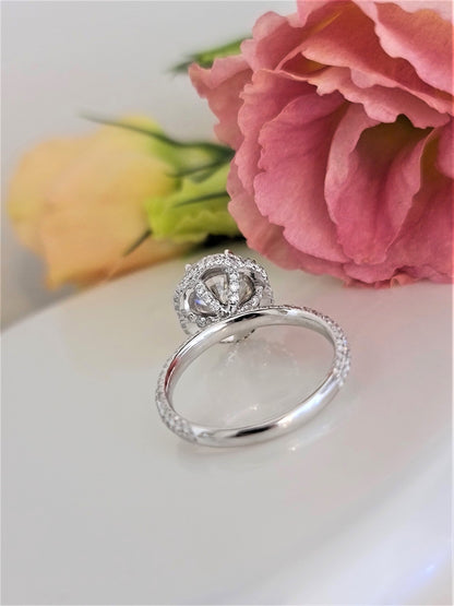 Round Pave Lab Grown Diamond Engagement Ring