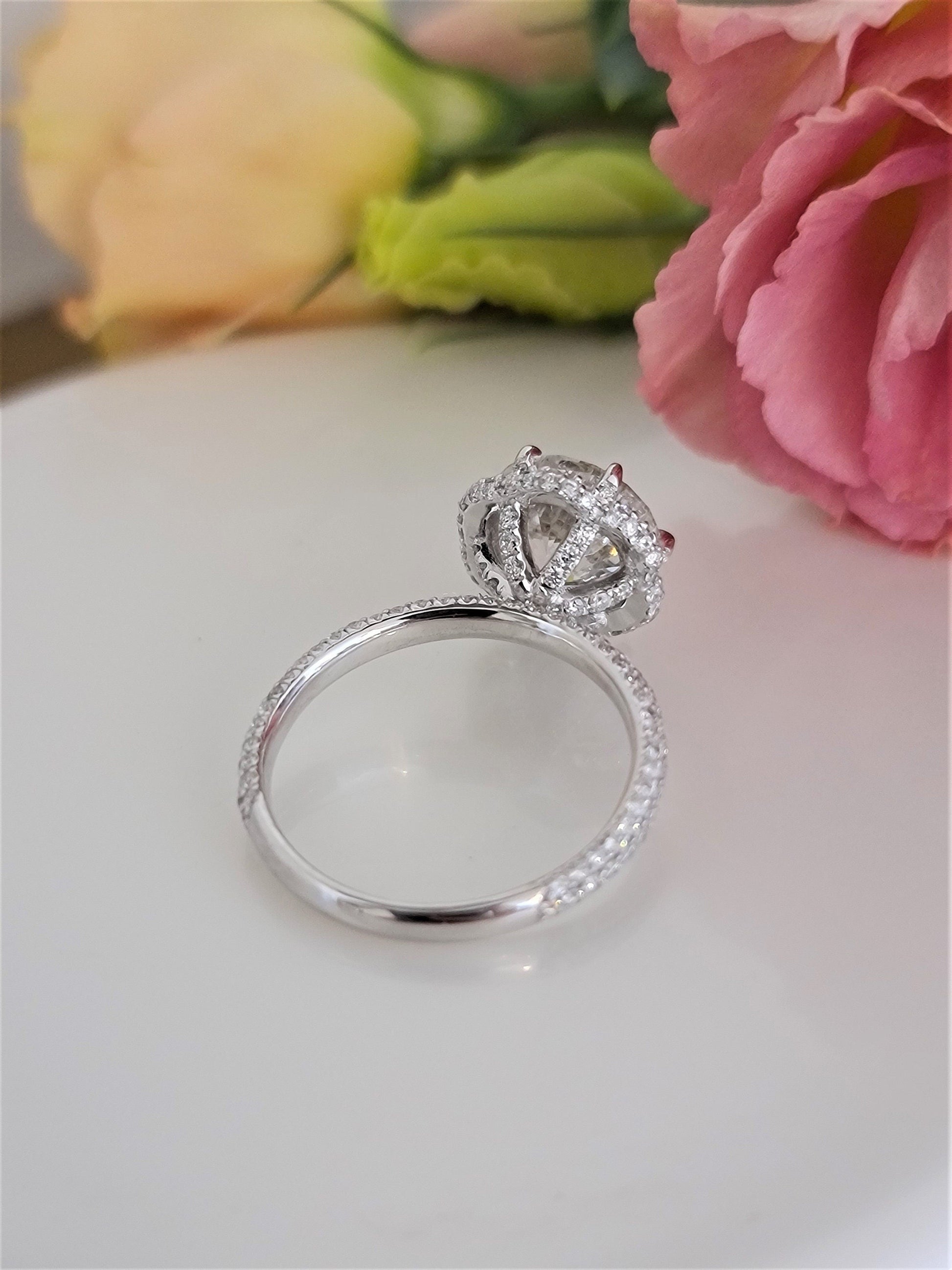 Round Pave Lab Grown Diamond Engagement Ring