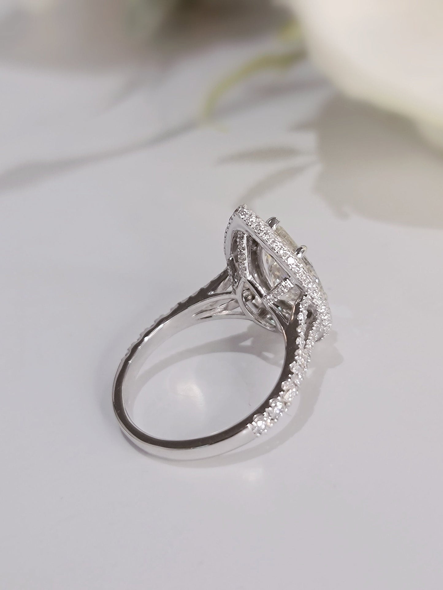 Pear Double Halo & Pave Lab Grown Diamond Engagement Ring