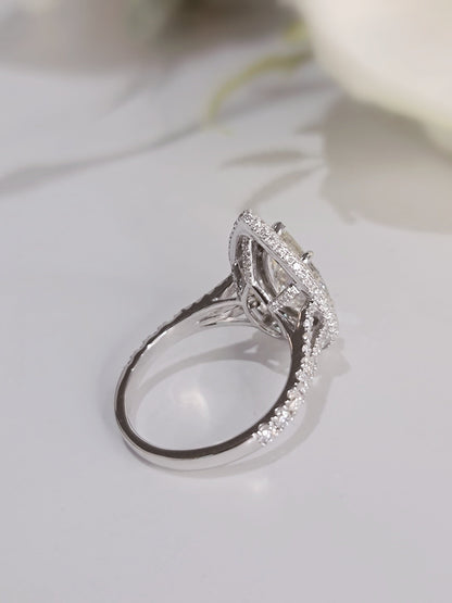 Pear Double Halo & Pave Lab Grown Diamond Engagement Ring