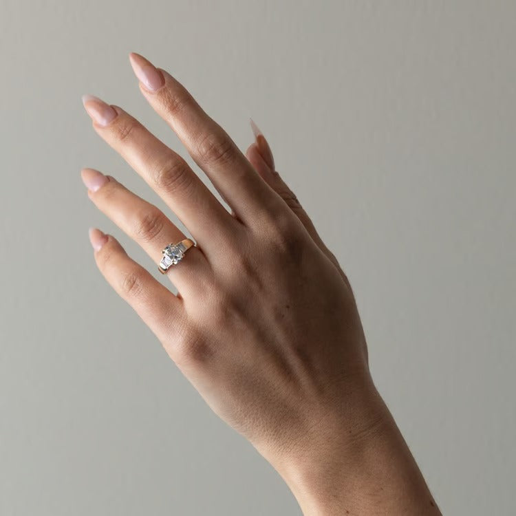 1.86 CT Antique Cushion Three Stone Lab Grown Diamond Engagement Ring