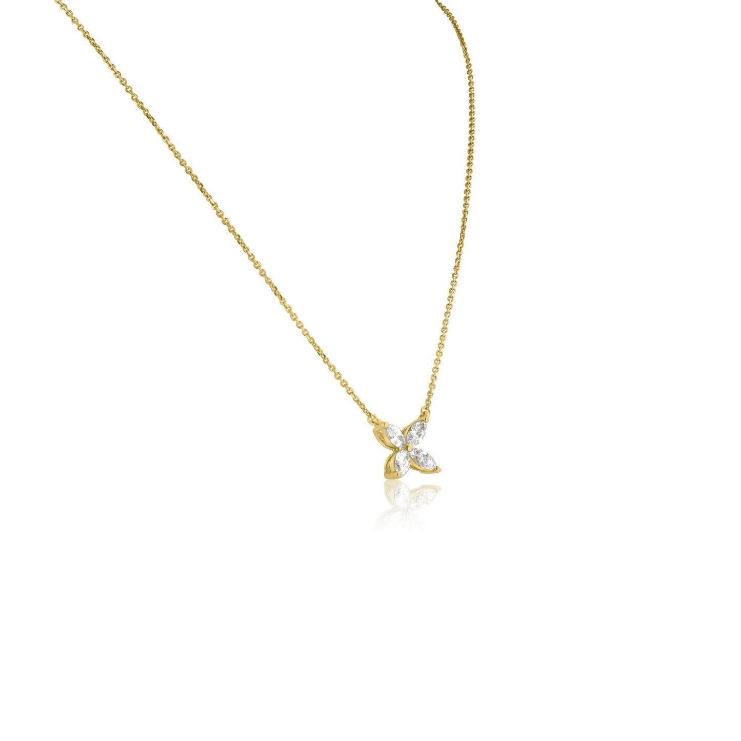 0.37 TCW Marquise Cut Flower Moissanite Necklace