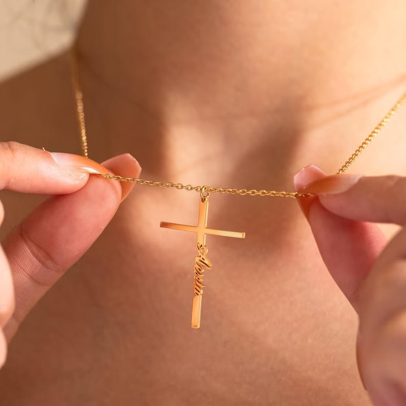 Personalized Name Cross Necklace