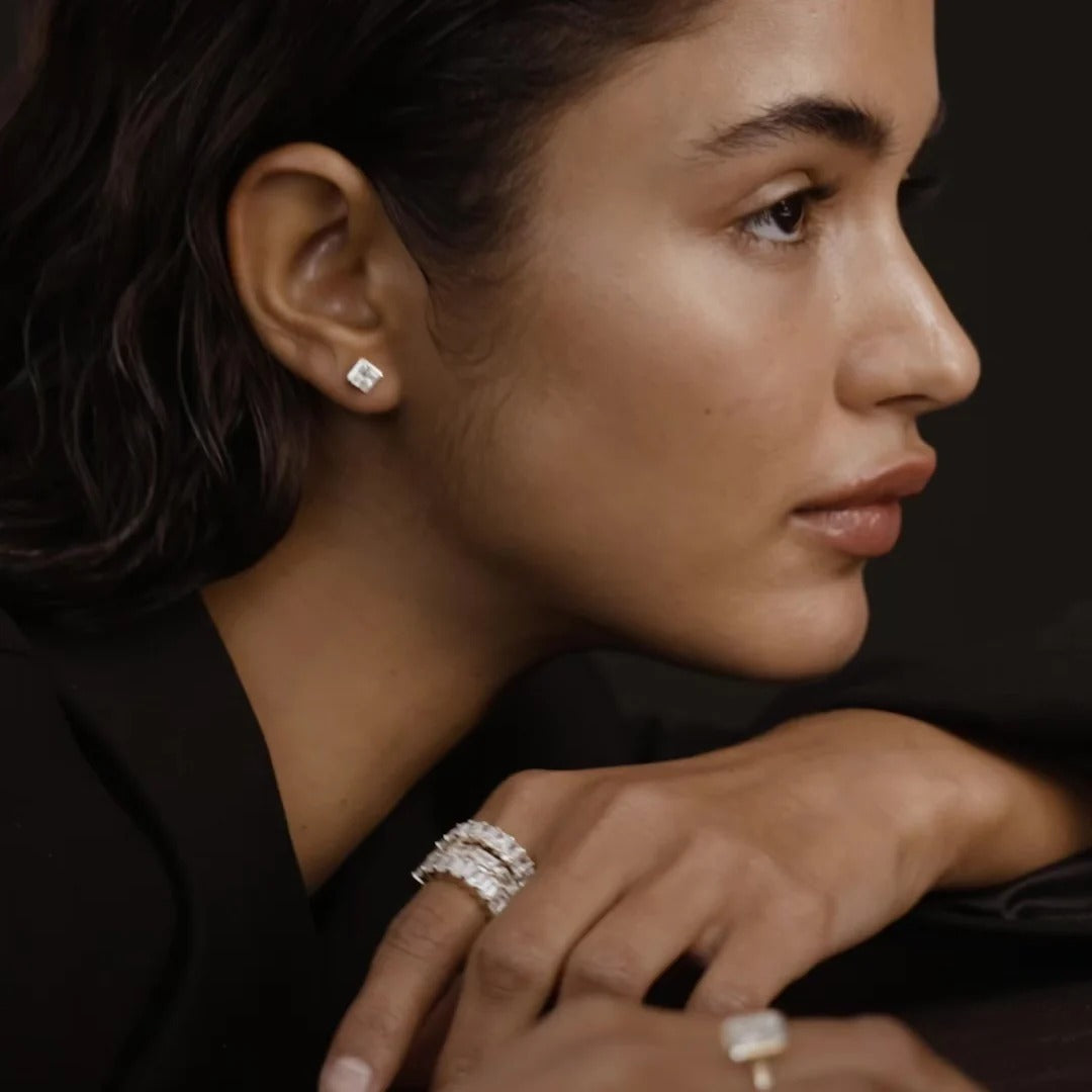 1 TCW Princess Lab Grown Diamond Stud Earrings