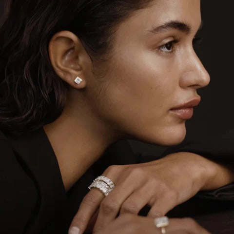 1 TCW Princess Lab Grown Diamond Stud Earrings