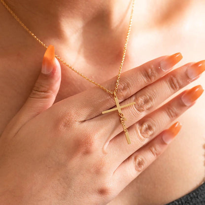Personalized Name Cross Necklace