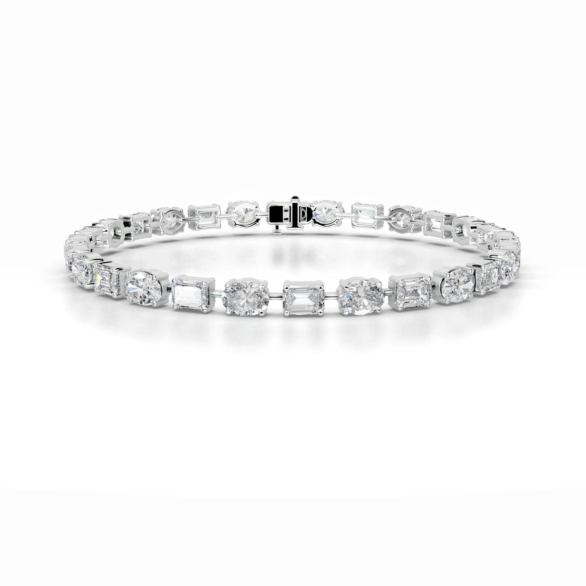 28 TCW Oval & Emerald Lab Grown Diamond Tennis Bracelet