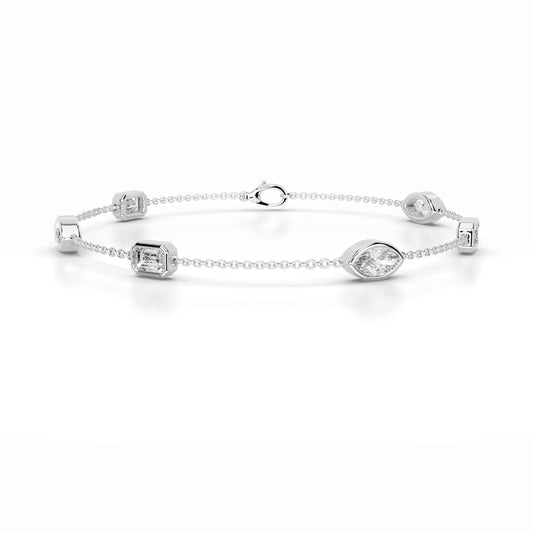 3 TCW Emerald & Marquise Lab Grown Diamond Chain Bracelet