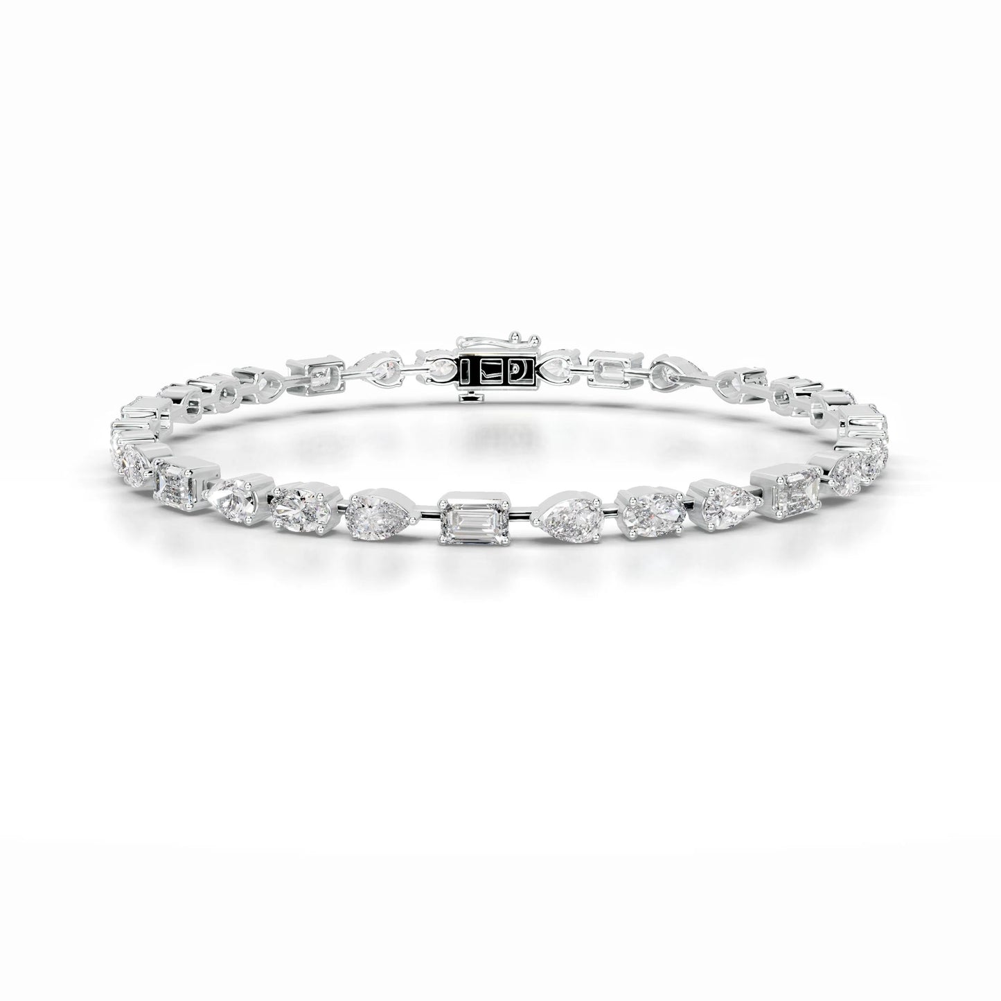 10.5 TCW Emerald, Oval & Pear Lab Grown Diamond Tennis Bracelet