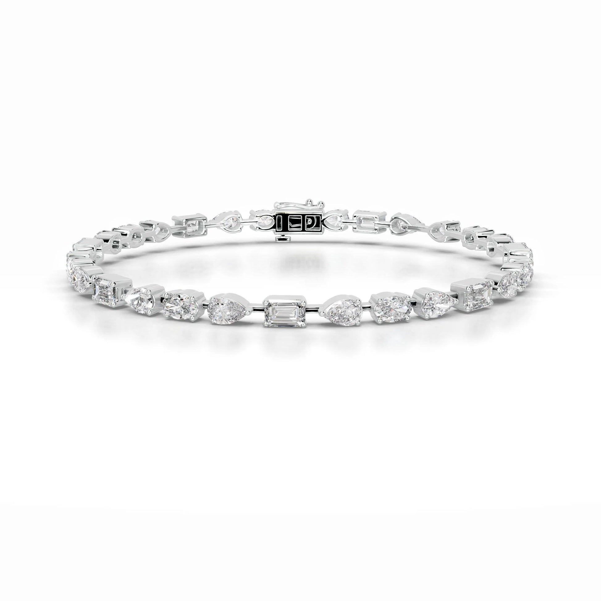 10.5 TCW Emerald, Oval & Pear Lab Grown Diamond Tennis Bracelet