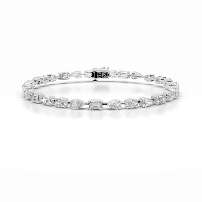 10.5 TCW Emerald, Oval & Pear Lab Grown Diamond Tennis Bracelet