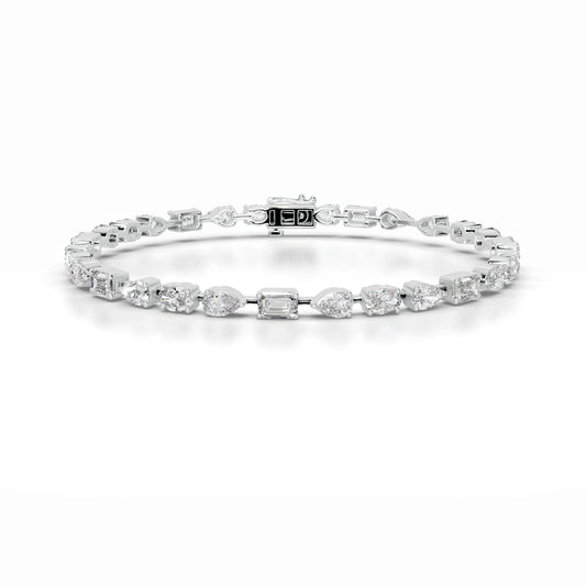 10.5 TCW Emerald, Oval & Pear Lab Grown Diamond Tennis Bracelet