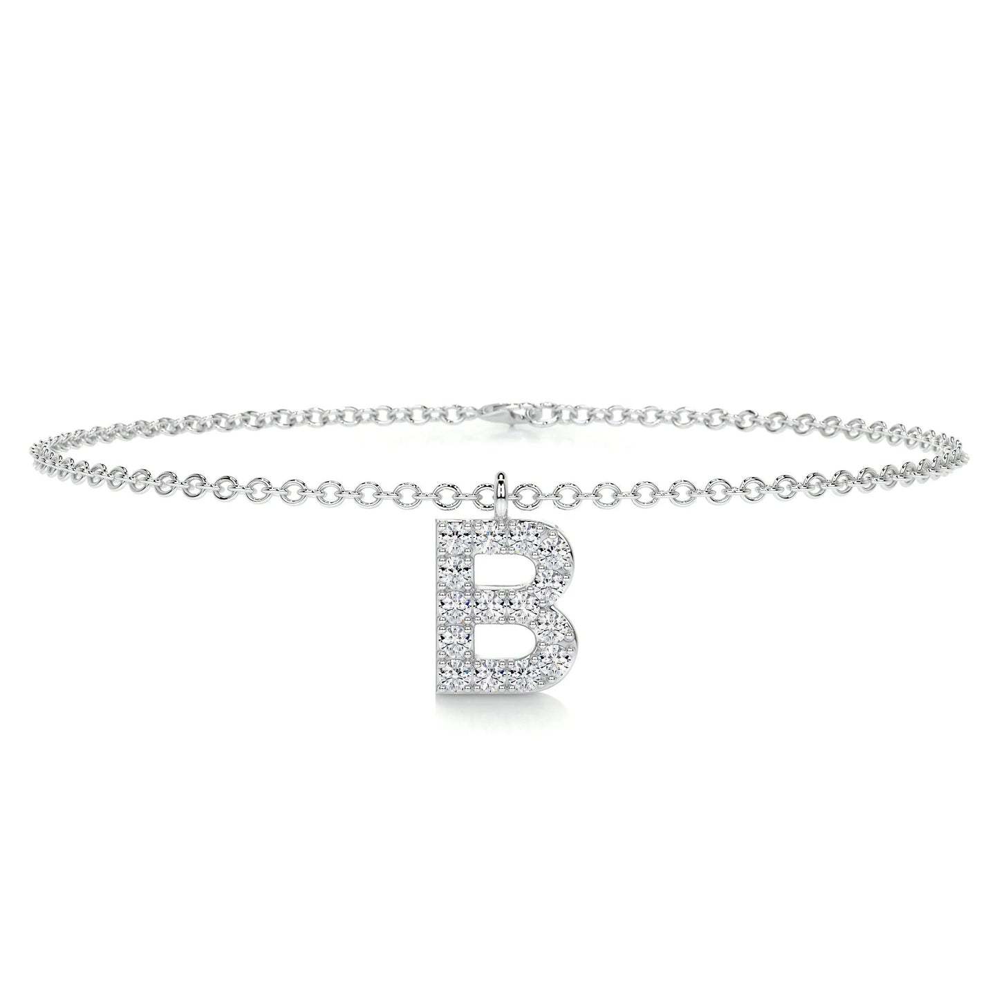 0.15 TCW Round Lab Grown Diamond Initial Bracelet