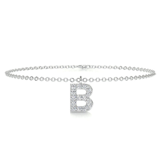 0.15 TCW Round Lab Grown Diamond Initial Bracelet
