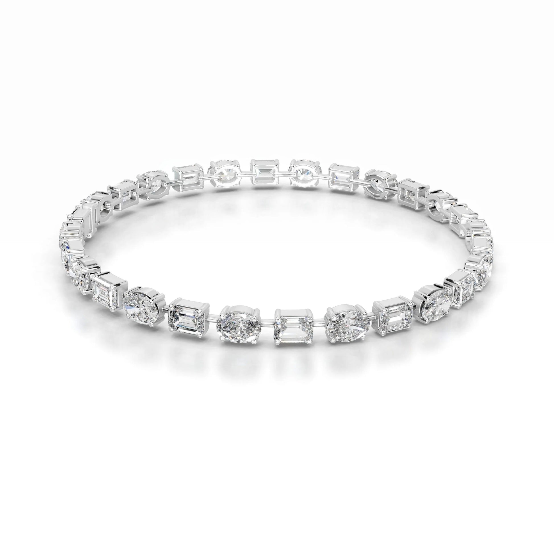28 TCW Oval & Emerald Lab Grown Diamond Tennis Bracelet