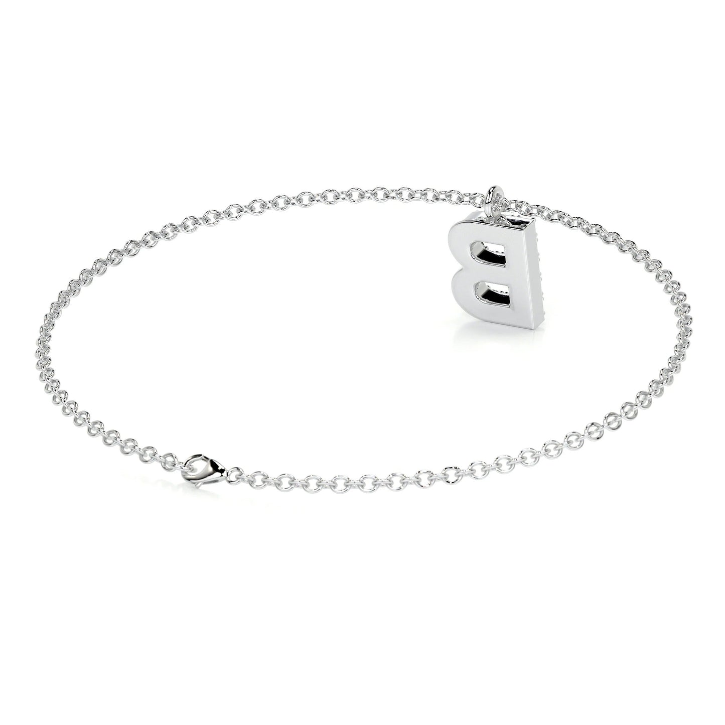 0.15 TCW Round Lab Grown Diamond Initial Bracelet
