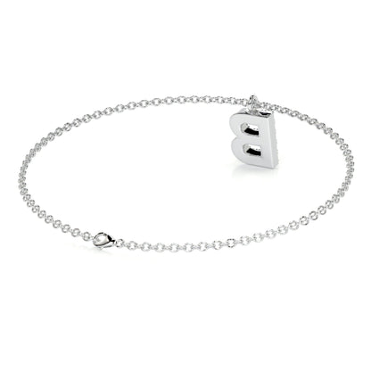 0.15 TCW Round Lab Grown Diamond Initial Bracelet