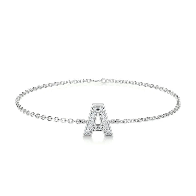 0.3 TCW Round Lab Grown Diamond Initial Bracelet