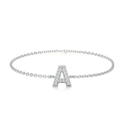 0.3 TCW Round Lab Grown Diamond Initial Bracelet
