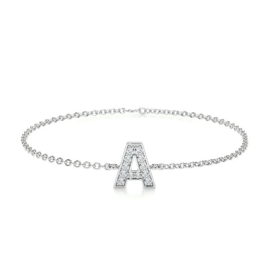 0.3 TCW Round Lab Grown Diamond Initial Bracelet