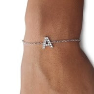 0.3 TCW Round Lab Grown Diamond Initial Bracelet