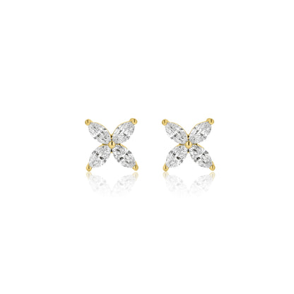 0.7 TCW Marquise Cut Flower Moissanite Earrings