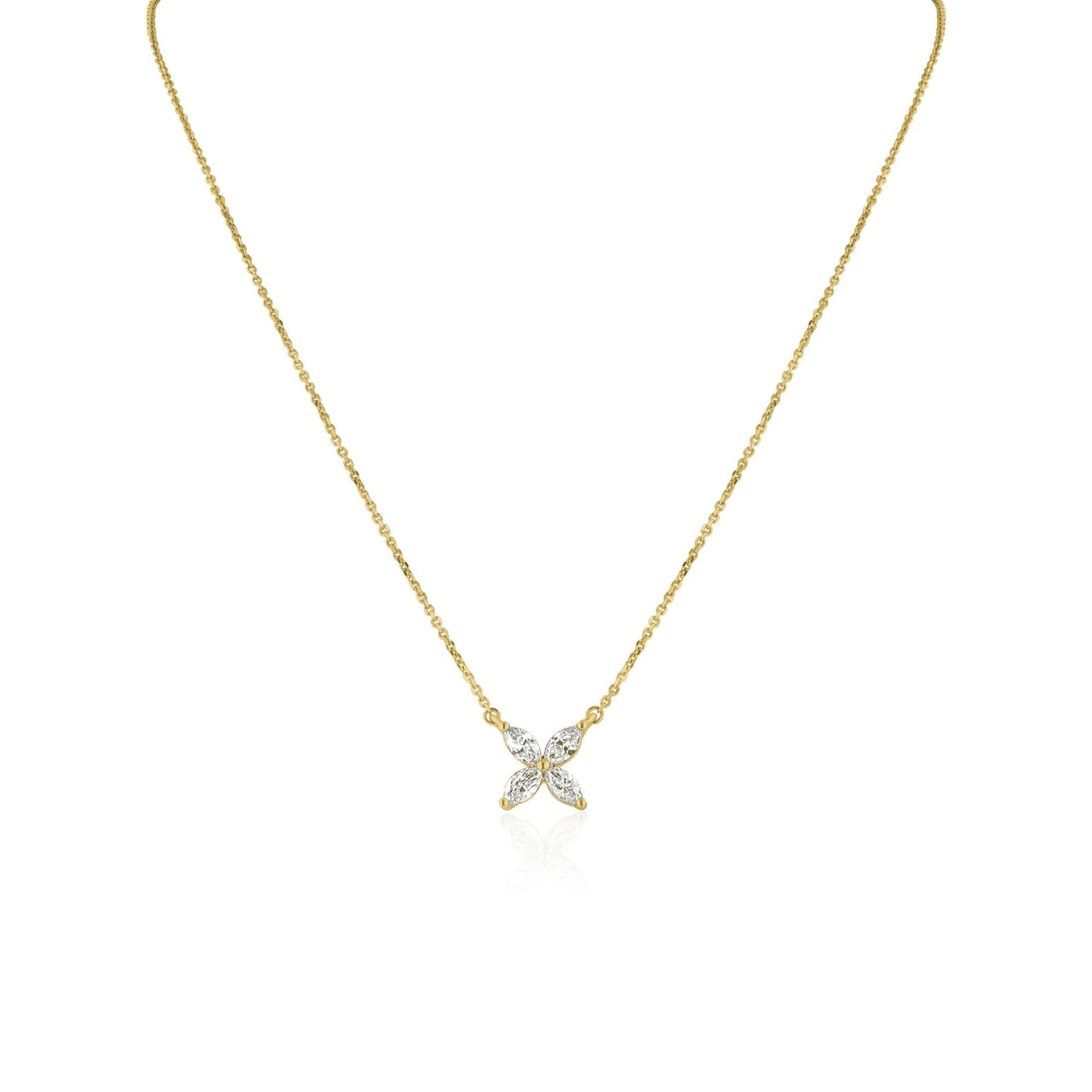 0.37 TCW Marquise Cut Flower Moissanite Necklace