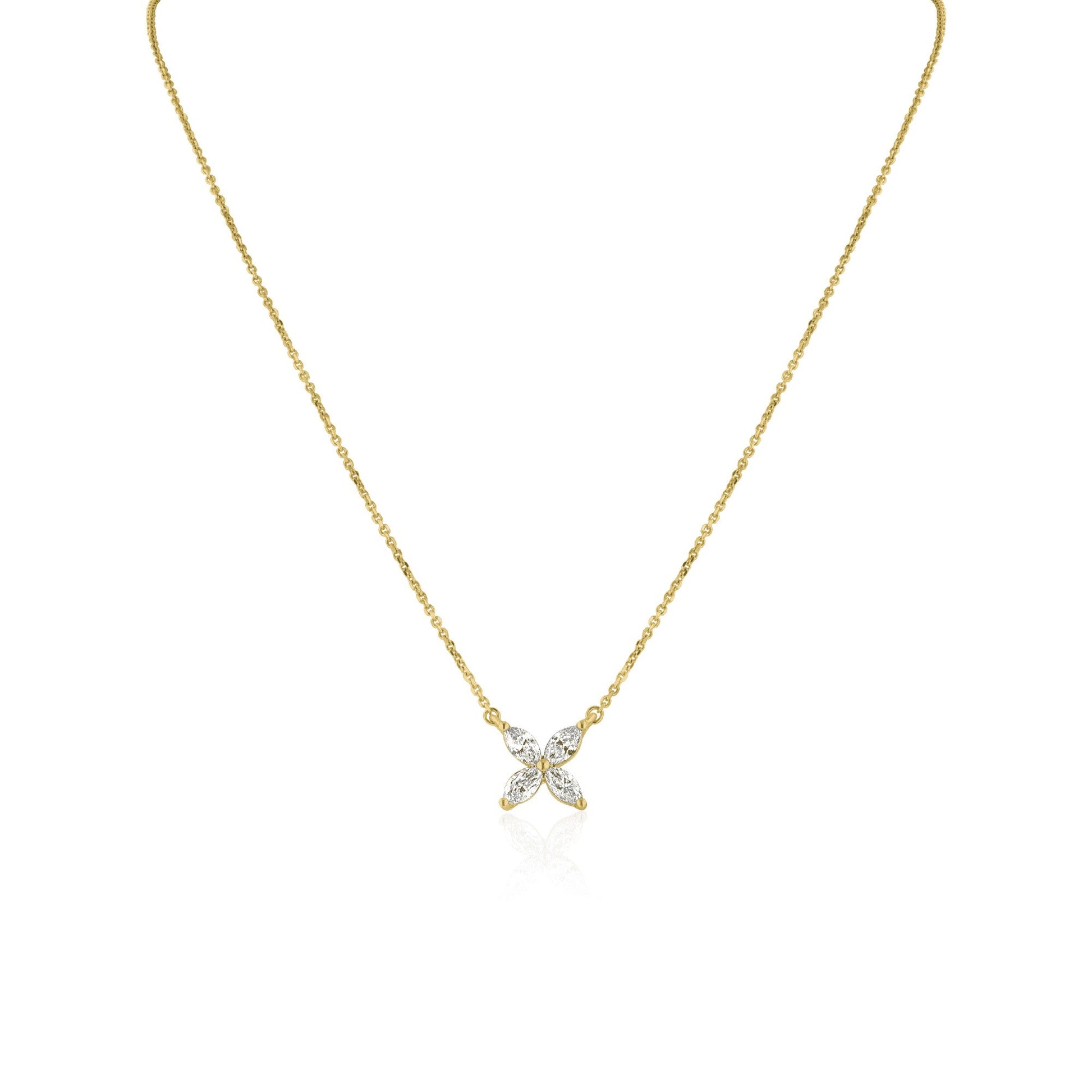 0.37 TCW Marquise Cut Flower Moissanite Necklace