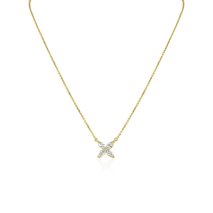 0.37 TCW Marquise Cut Flower Moissanite Necklace