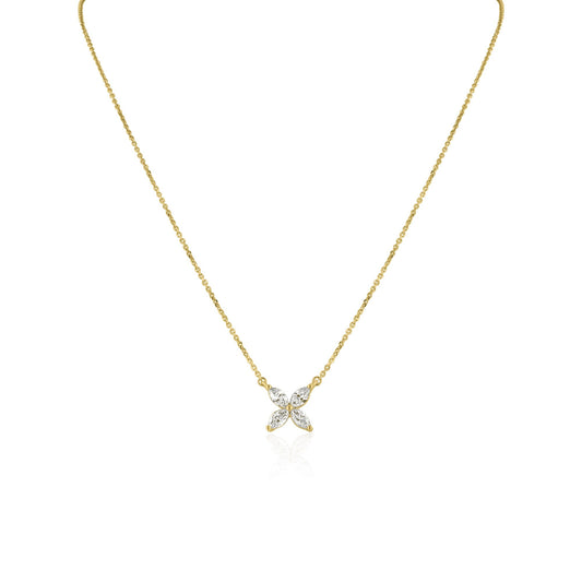 0.37 TCW Marquise Cut Flower Moissanite Necklace