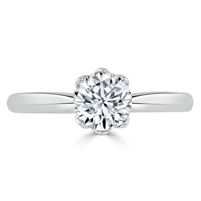 0.75 CT Round Cut Solitaire Moissanite Engagement Ring 1