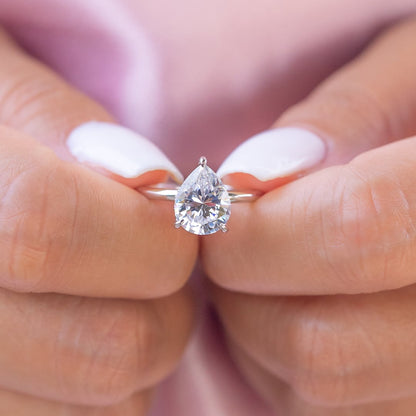 Pear Hidden Halo Lab Grown Diamond Engagement Ring