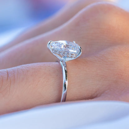 Pear Hidden Halo Lab Grown Diamond Engagement Ring