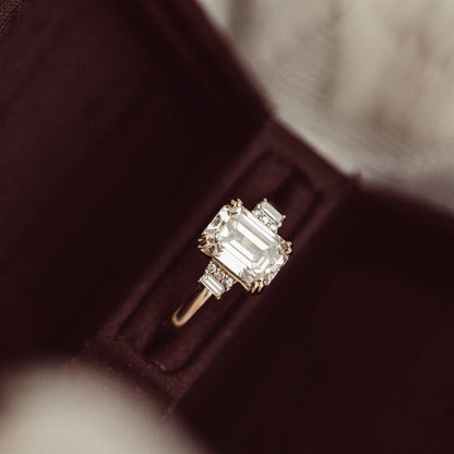 3 CT Emerald Shaped Cluster Moissanite Engagement Ring
