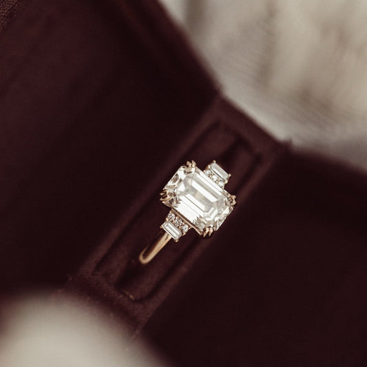 3 CT Emerald Shaped Cluster Moissanite Engagement Ring