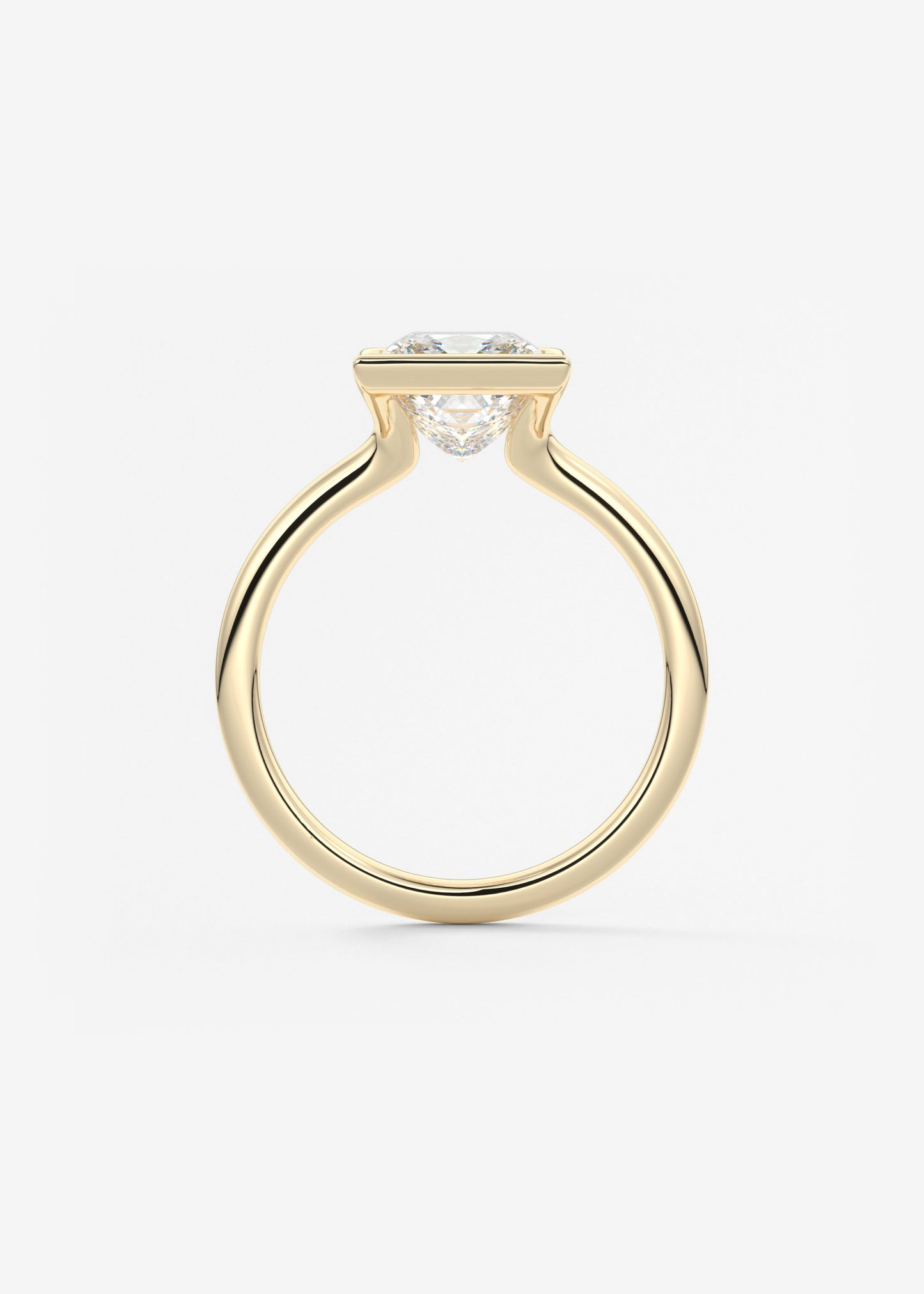 Princess Half Bezel Lab Grown Diamond Engagement Ring